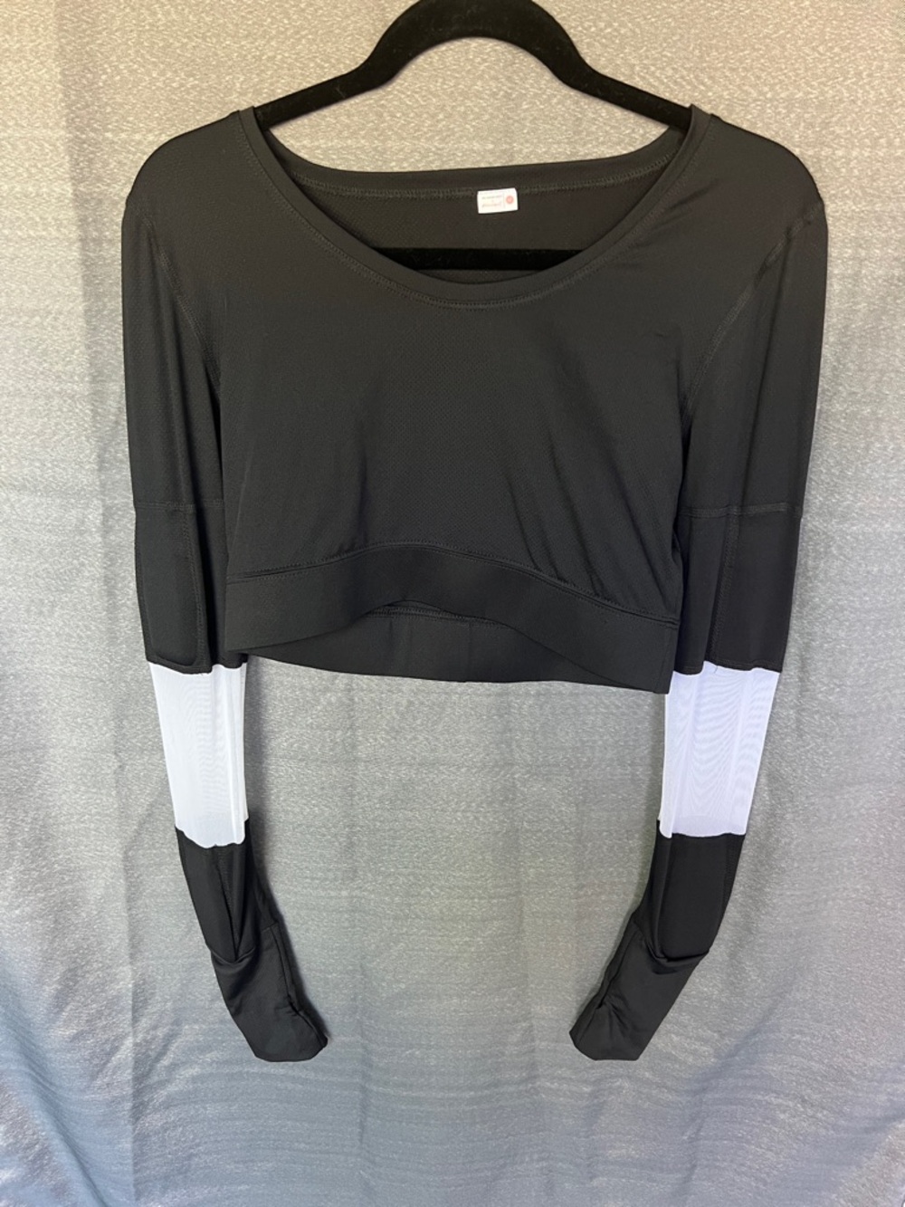 FP Movement by Free People kilogear Black White Long Sleeve Cropped Athletic Top